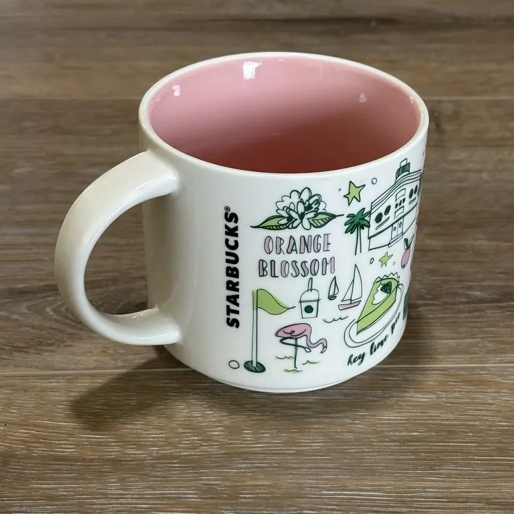Starbucks FLORIDA “ Been There Series ” 14 oz Mug 2018 White Pink Green